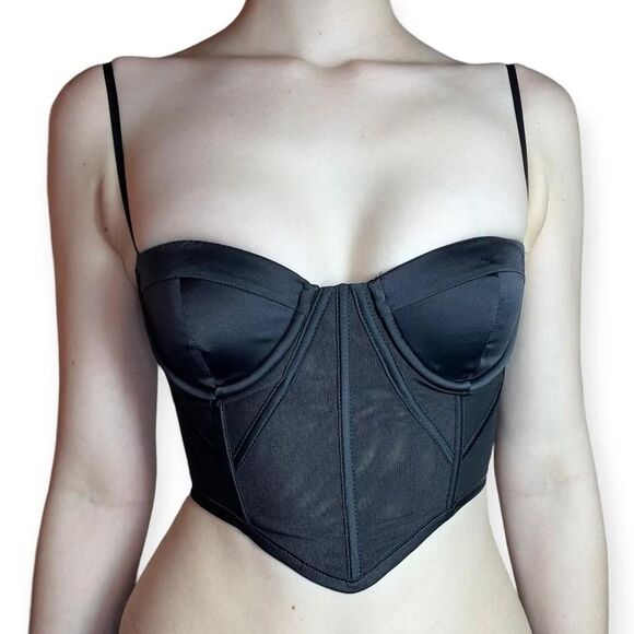 Oh Polly underwired black mesh corset bustier crop top🖤 - Picture 5 of 6